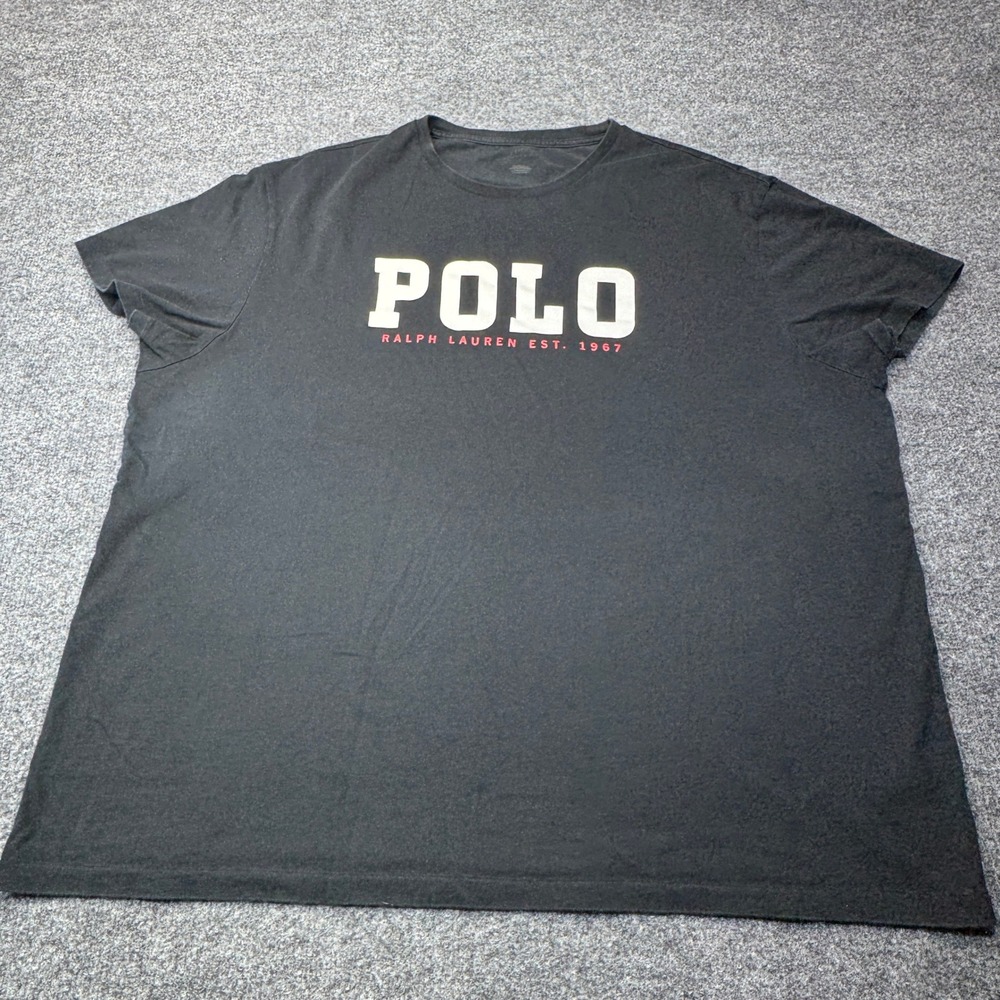 Polo Ralph Lauren T Shirt Mens 2XL Black Spell Out Est 1967 Graphic Crewneck Tee